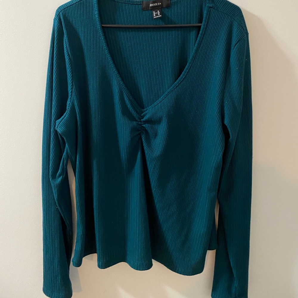 Green V-Neck Crop Top